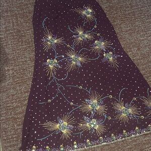 Stunning vintage eggplant purple beaded floor length sequin sparkle skirt